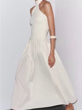 Zara Cream Halter Midi Dress